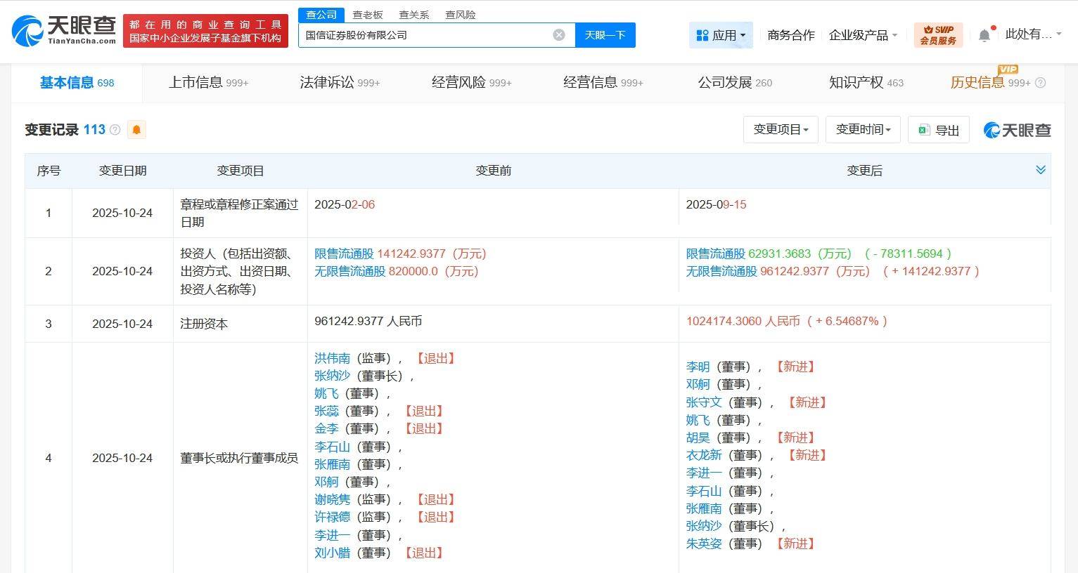 国信证券增资至约102.4亿 增幅约6.5%